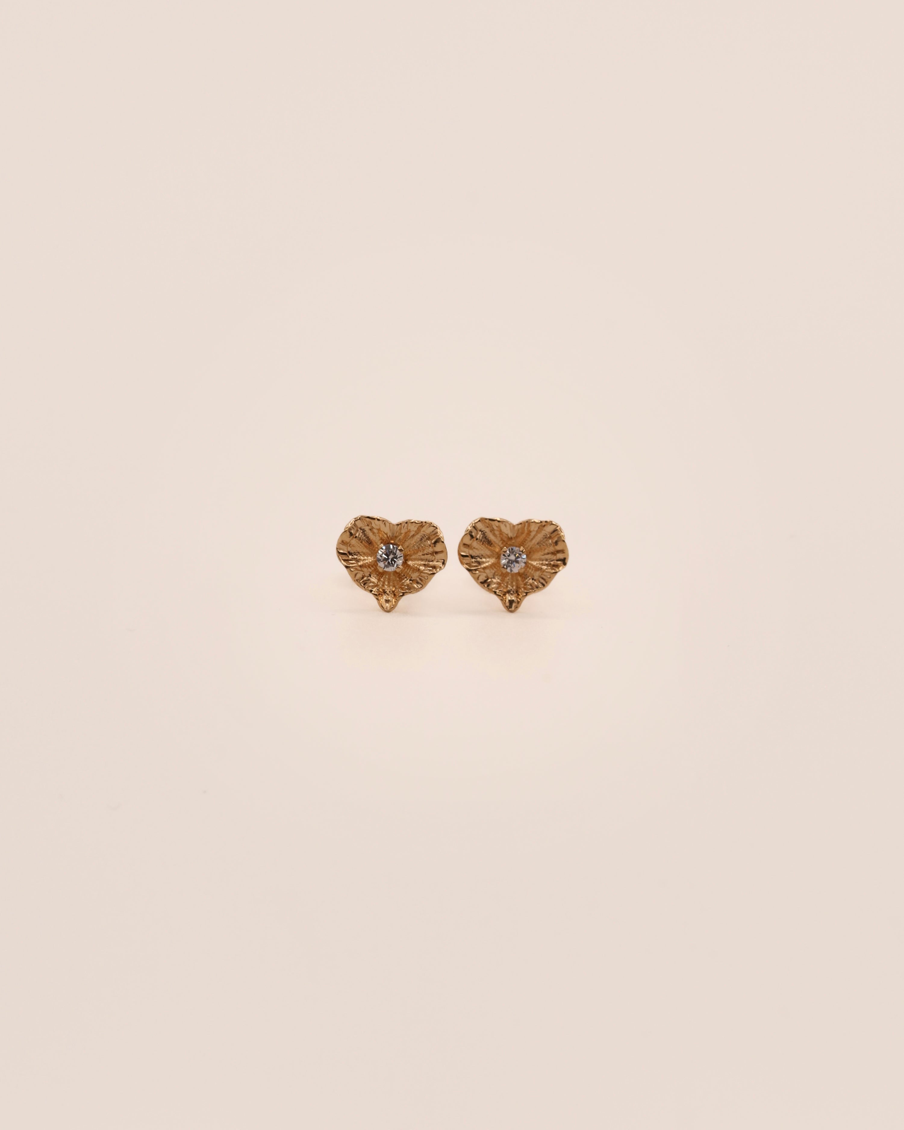 Petite Textured Diamond Heart Studs