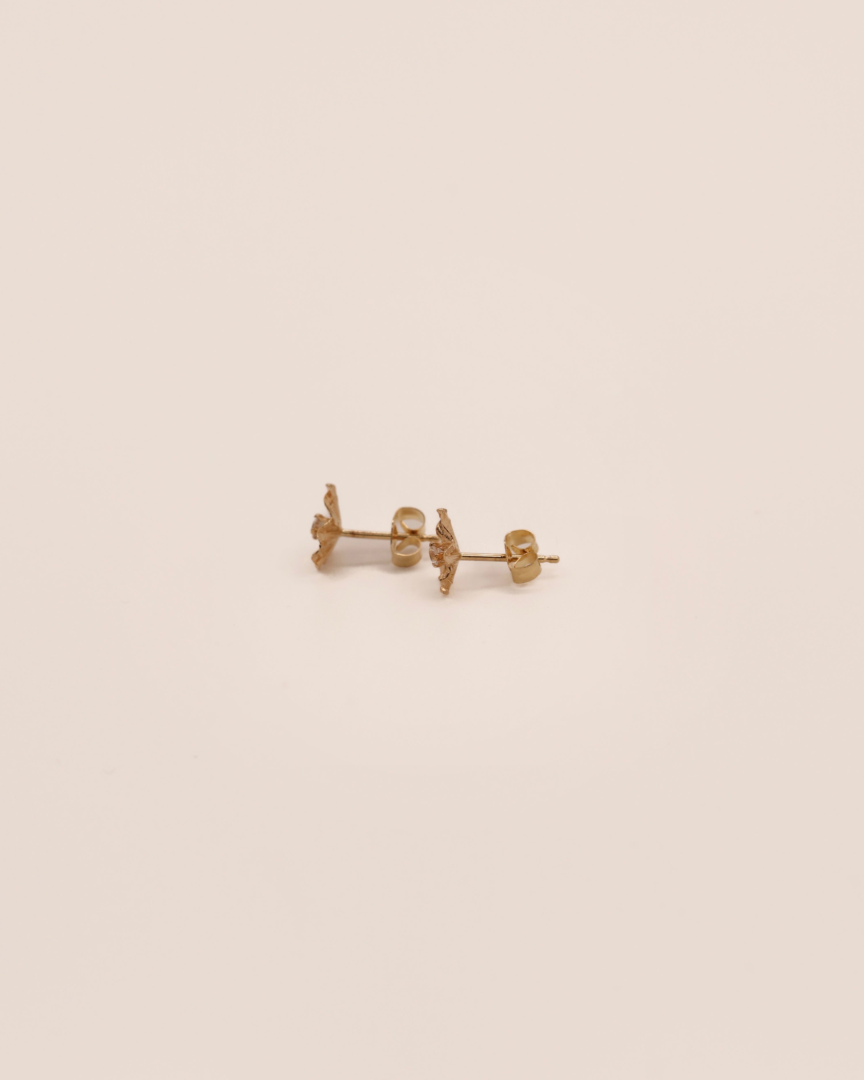 Petite Textured Diamond Heart Studs
