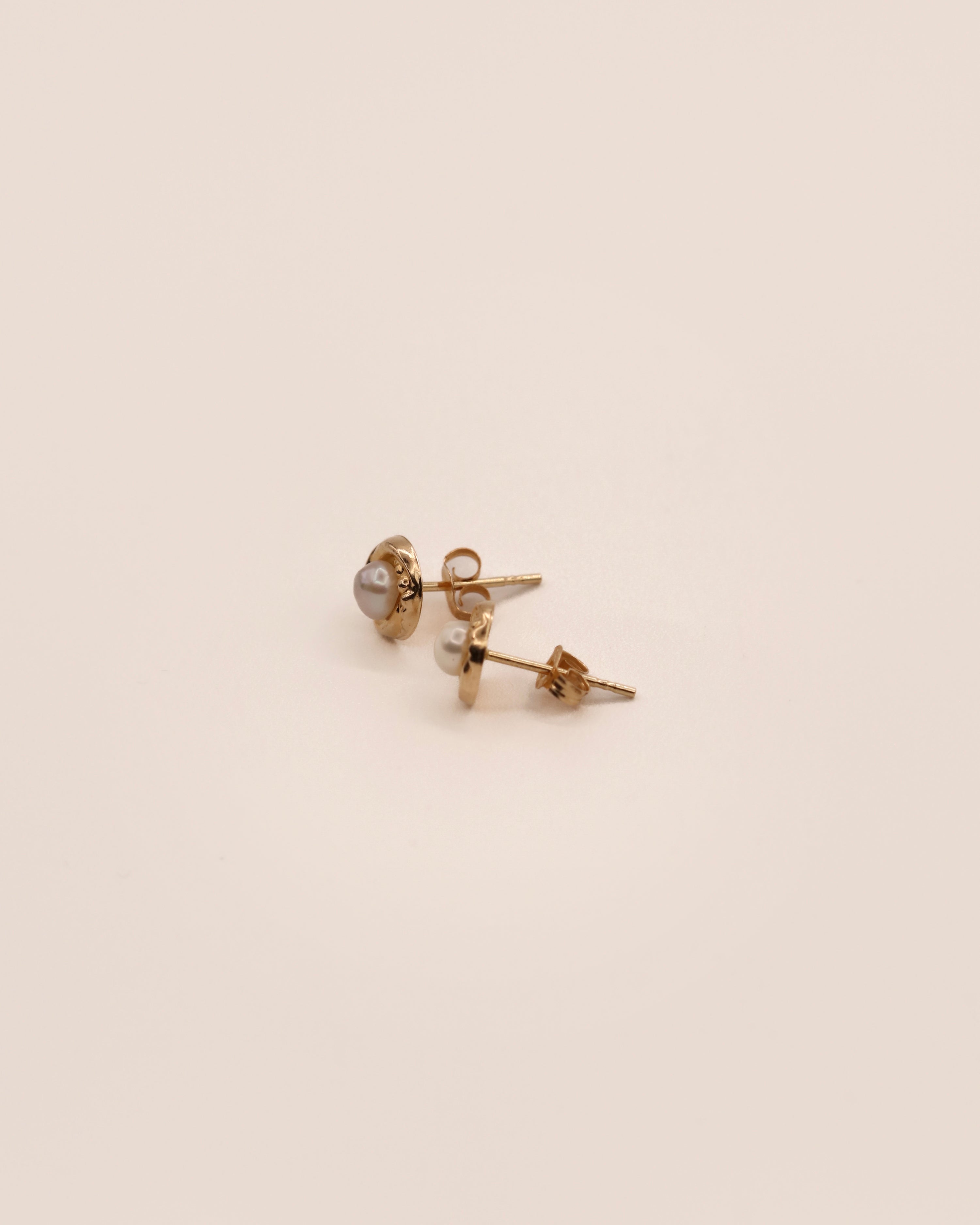 Petite Gold Pearl Studs
