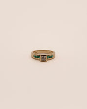Princess Cut Diamond & Emerald Ring