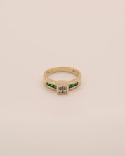 Princess Cut Diamond & Emerald Ring