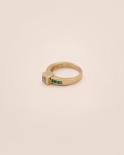 Princess Cut Diamond & Emerald Ring