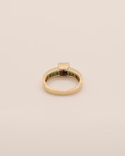 Princess Cut Diamond & Emerald Ring