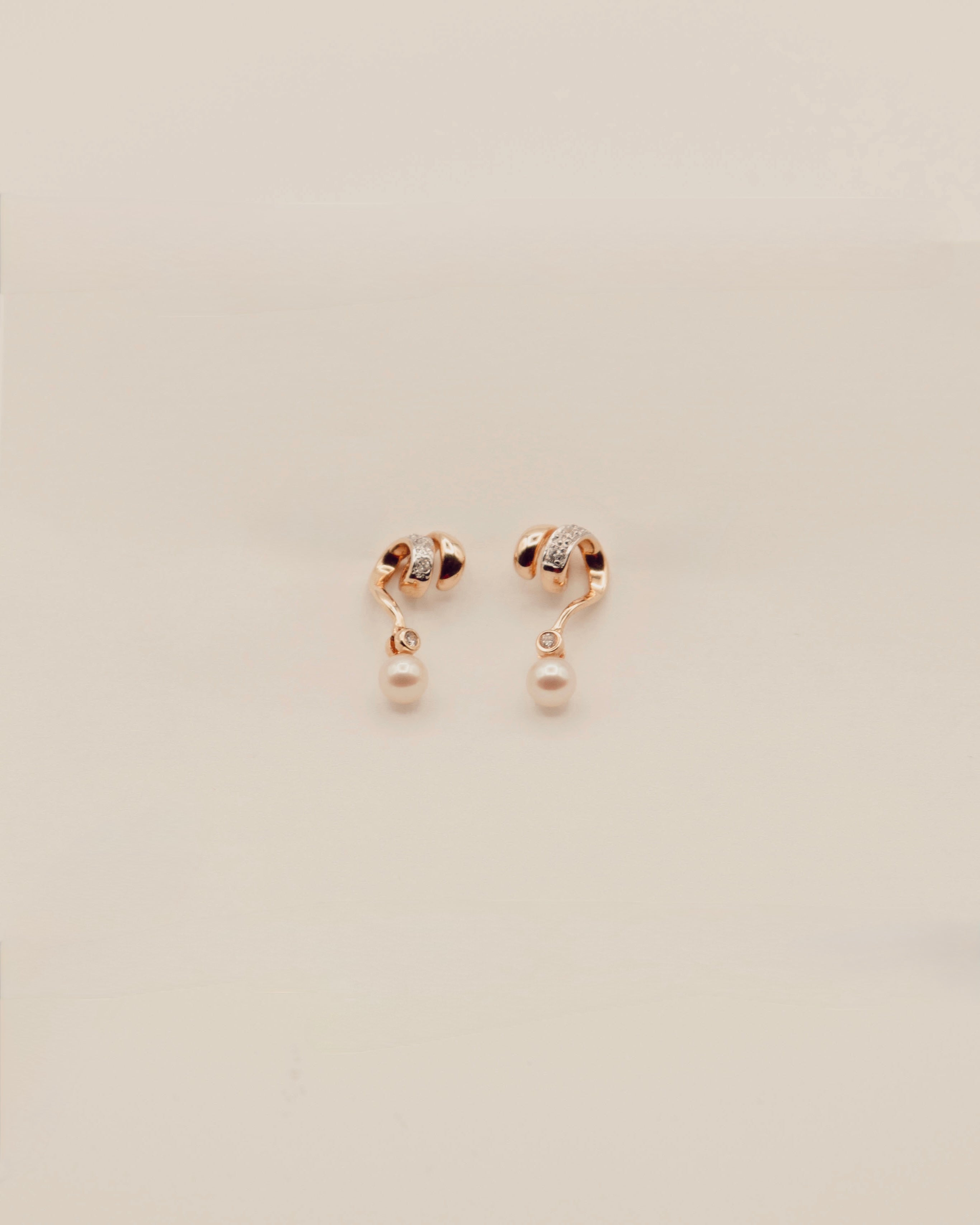 White Pearl Diamond Dangle Earrings