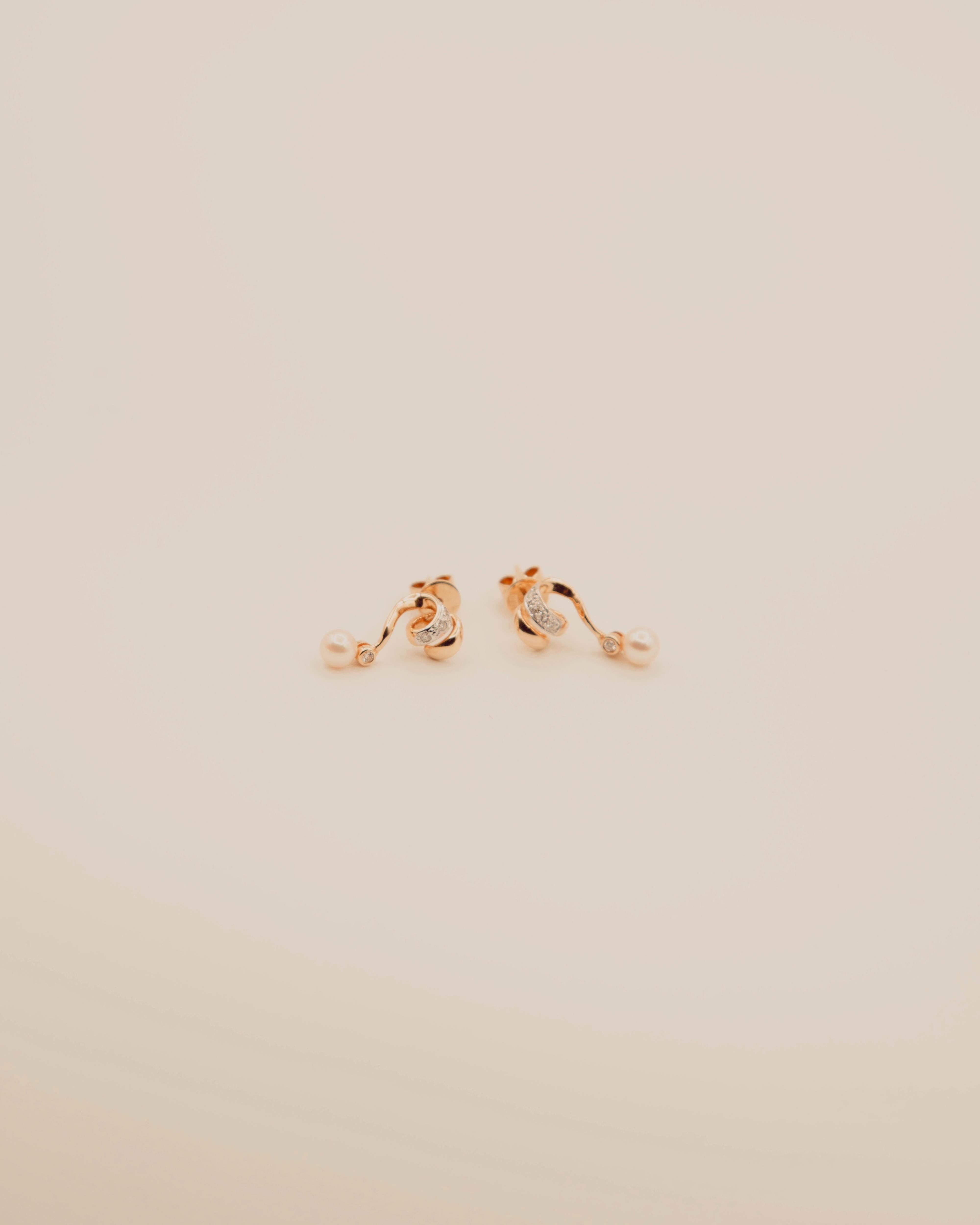 White Pearl Diamond Dangle Earrings
